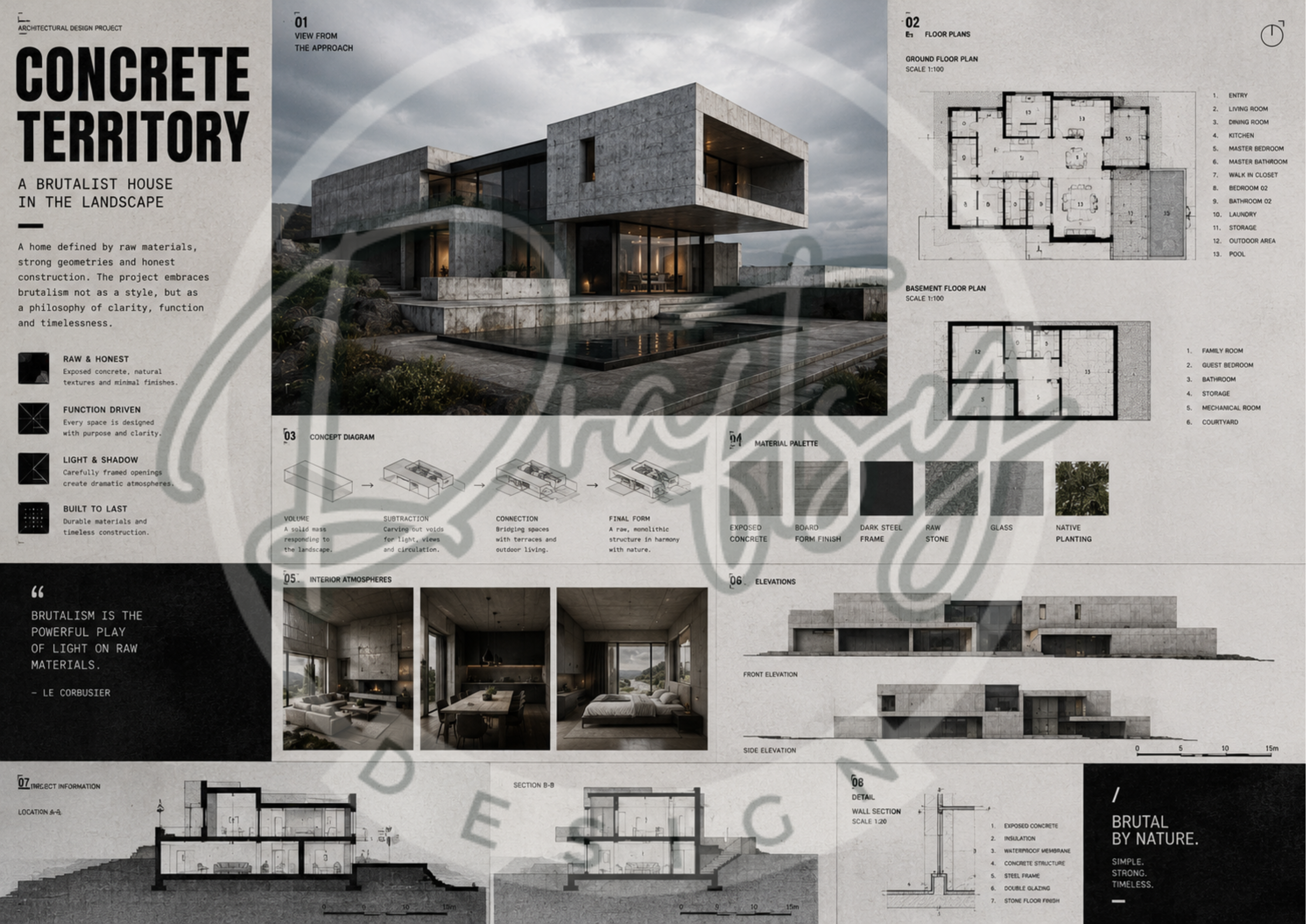 Architectural Poster Template - Concrete Territory - Canva A3