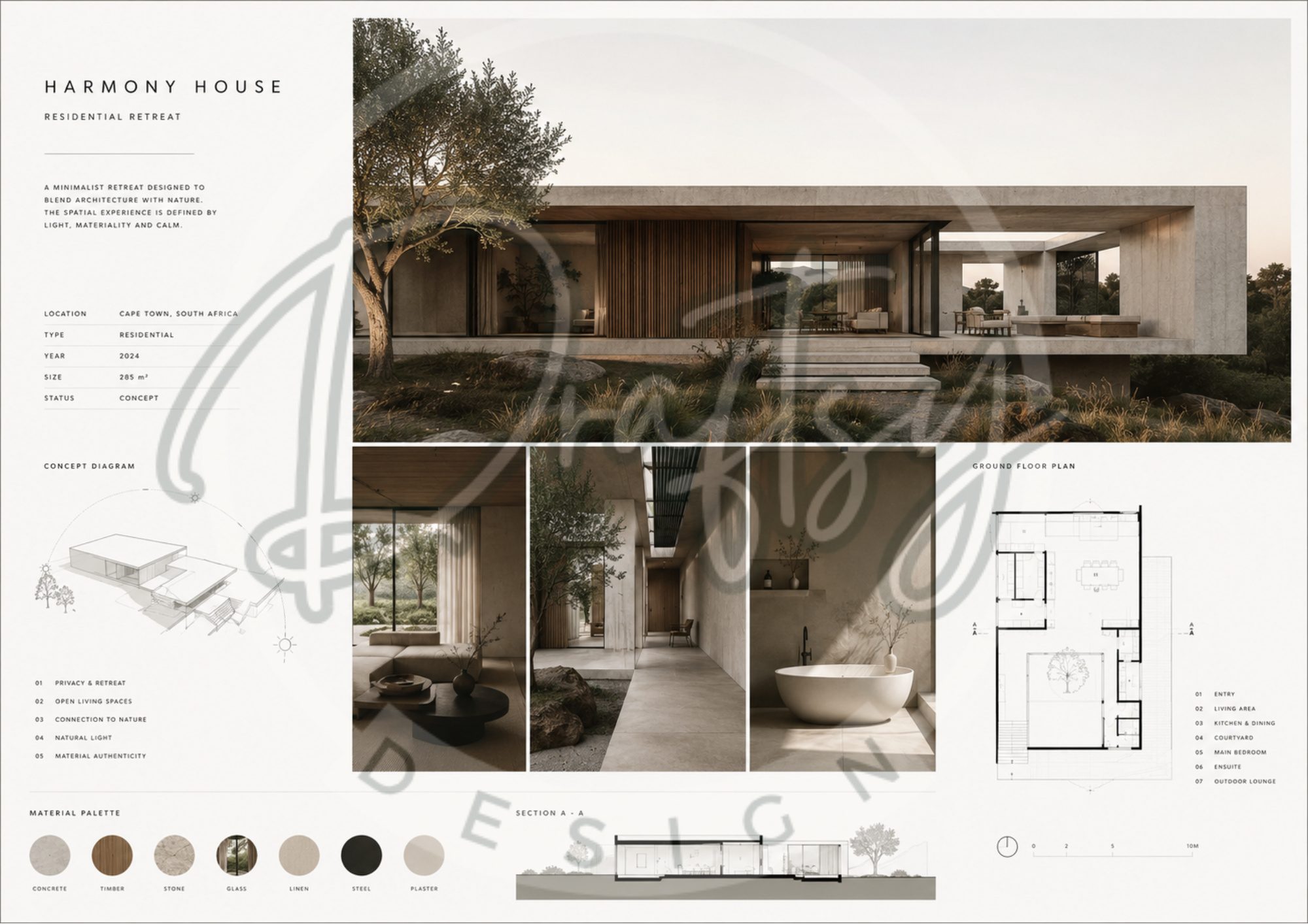 Architectural Poster Template - Harmony House - A3